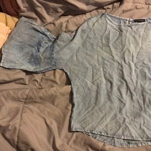 Cute “Denim” Shirt with Flowy Sleeves (Brand new!)